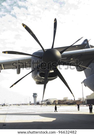 MADRID - MARCH 1: Presentation of the new Air Bus A-400M military plane to Juan Carlos I, King of Spain, at the TorrejÃ?Â³n de Ardoz military base on March 1, 2012 in Madrid