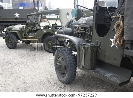 MADRID - MARCH 5: US Army vehicles. Re-enactment of World War II by the \