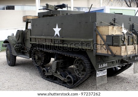 MADRID - MARCH 5: US Army vehicle. Re-enactment of World War II by the \