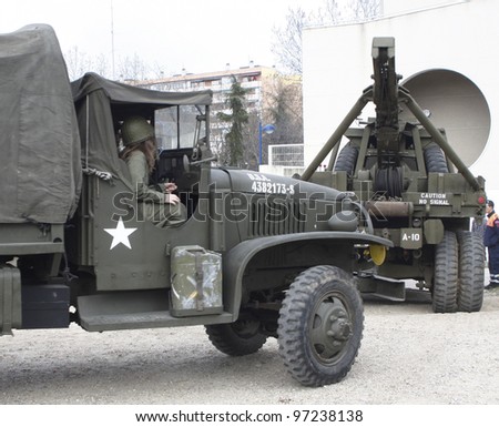 MADRID - MARCH 5: US Army vehicles. Reconstruction of World War II by the \