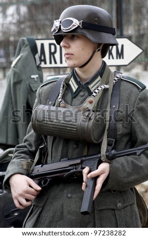 MADRID - MARCH 5: German soldier. Reconstruction of World War II by the \
