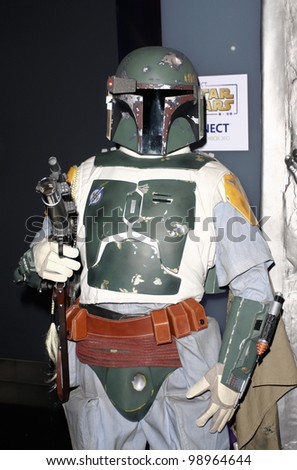 MADRID - MARCH 28: Boba Fett. Star Wars exhibition during the presentation of the new Star Wars game for Kinect XBOX 360 at the Sports Palace on March 28, 2012 in Madrid