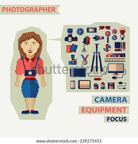 Profession of people. Flat infographic. Photographer