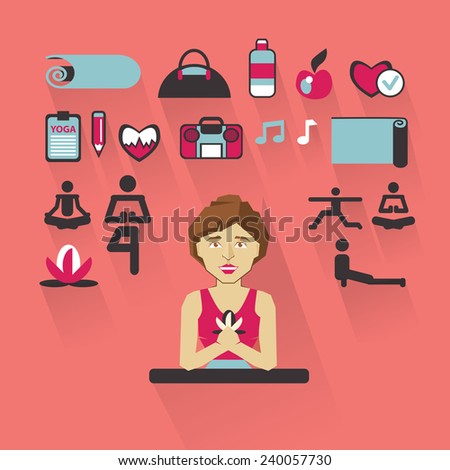 Profession of people. Flat infographic. Yoga instructor