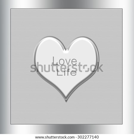 brushed metallic square notice board or sign for high quality signage with the words love live embossed on it