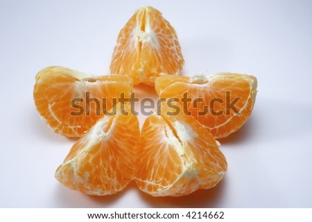 stock photo : fresh citrus fruit segments split open