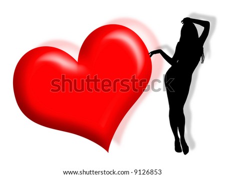 in love silhouette. woman silhouette in love