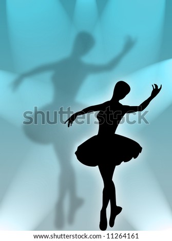 Classical dancer dancing in the light with shadow