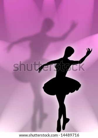 Classical dancer dancing in the light with shadow