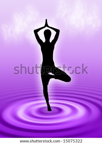 Yoga pose and attitude on the water ripple