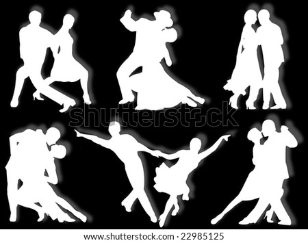 Couples dancing in different poses and attitudes