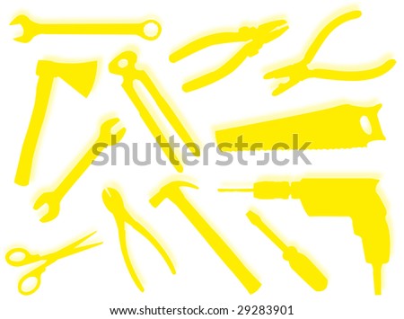 Tools silhouettes as symbol of job and work