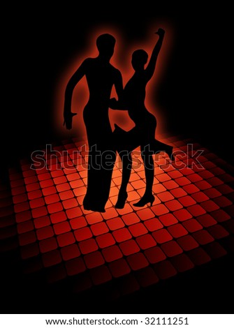 Couple dancing on a very bright platform