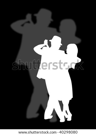 Couple dancing with a great shadow on the background