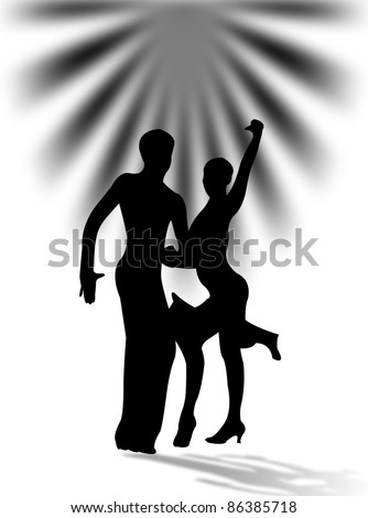 Man and woman dancing latin dance with shadow