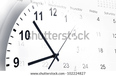 Clock face and calendar page