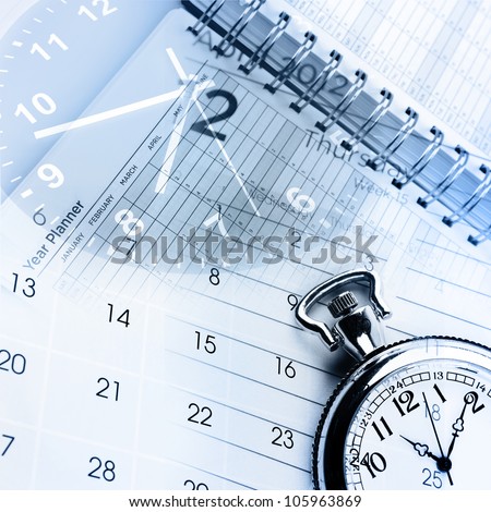 Clocks,calendar and diary pages