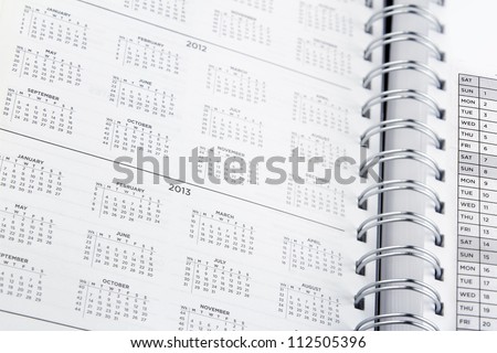 Closeup of dates in diary