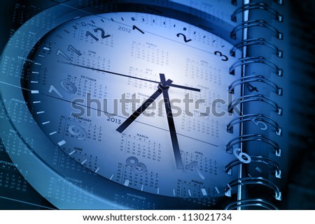 Clock face and calendar page
