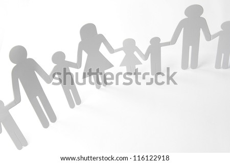 Paper doll family holding hands