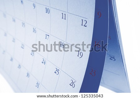 Closeup of numbers on calendar pages