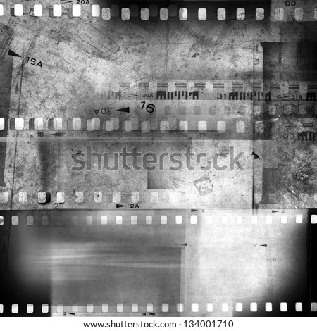 Film negative frames, film strips. Black and white