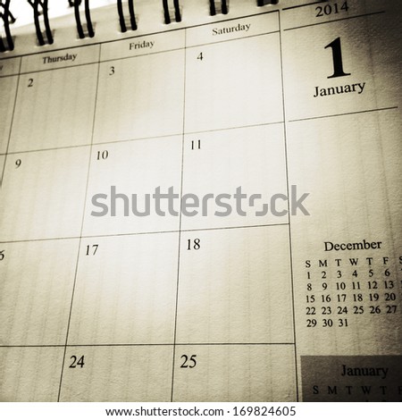 Closeup of calendar page