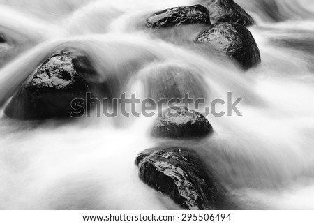 Fast flowing mountain stream and rocks