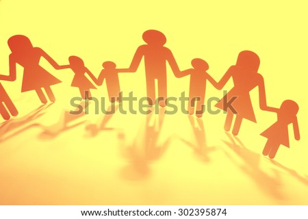 Family paper chain cutout holding hands