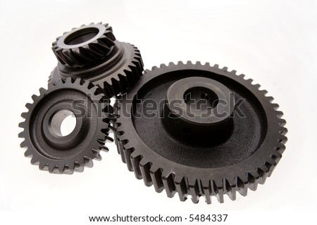 Three gears on white background