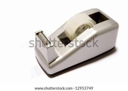 Adhesive tape dispenser isolated on white