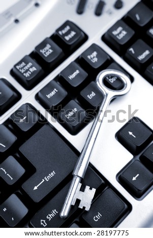 Old key on computer keyboard