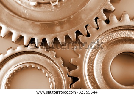 Closeup of three gears