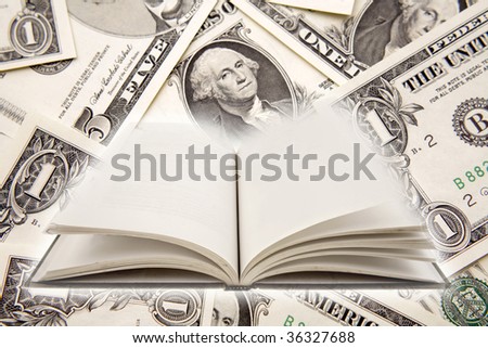 Open book and U.S. currency