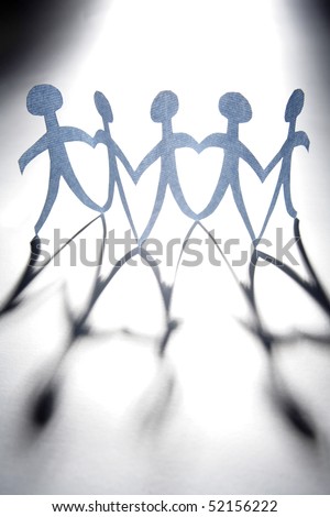 Paper-chain people holding hands in a row