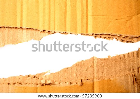 Gap in corrugated cardboard on white background
