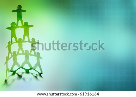 Human team pyramid on color background