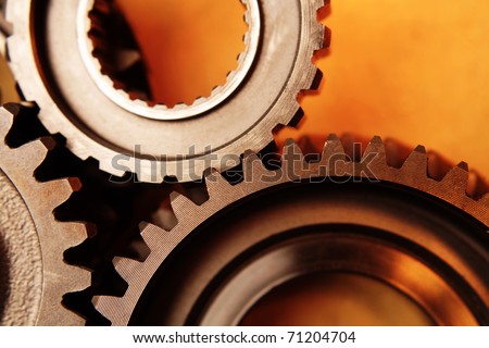 Three metal gears bonding together