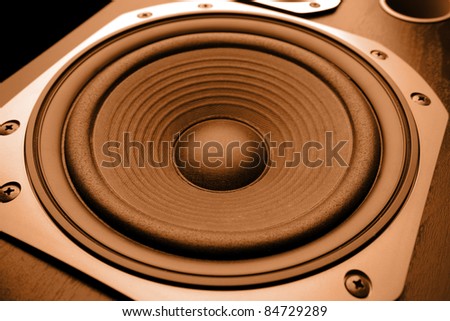 Closeup of stereo loud speaker