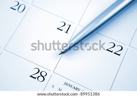 Pen on calendar page