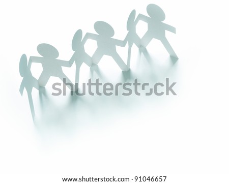 Group of paper chain people holding hands
