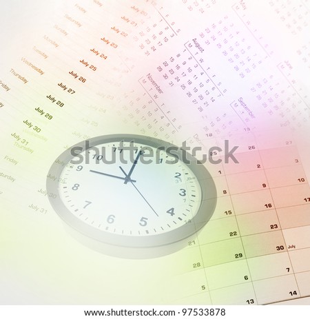 Clock face and calendar pages