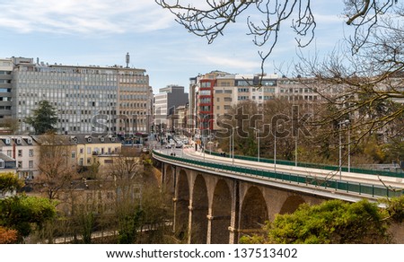 View of Passerelle viaduct in Luxembourg city