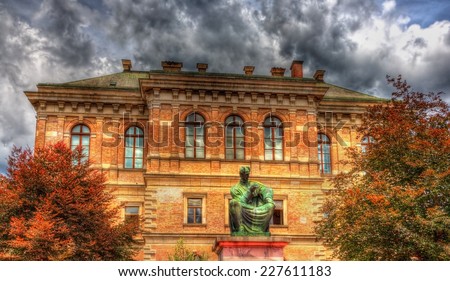 Statue of Josip Juraj Strossmayer in front of Croatian Academy of Sciences and Arts - Zagreb