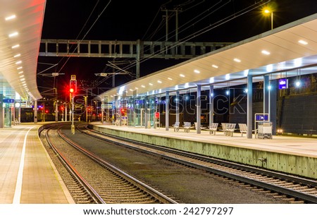 Austrian railway station Feldkirch at night