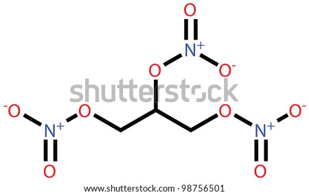 Explosive and drug nitroglycerin (trinitroglycerin) structural formula