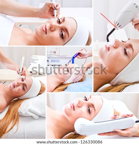 The girl doing cosmetic procedures in spa clinic,saved clipping path