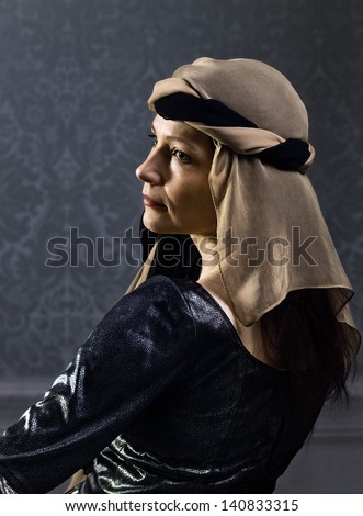 portrait of middle age woman  in Renaissance dress