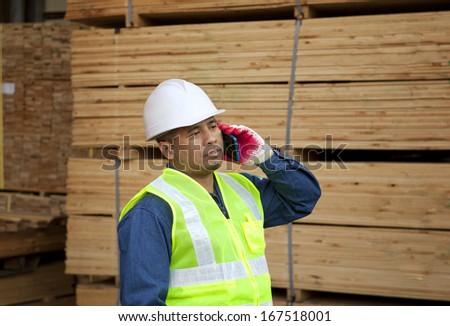 Worker man talking with hand phone