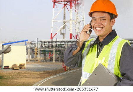 Engineer oil refinery communication via phone